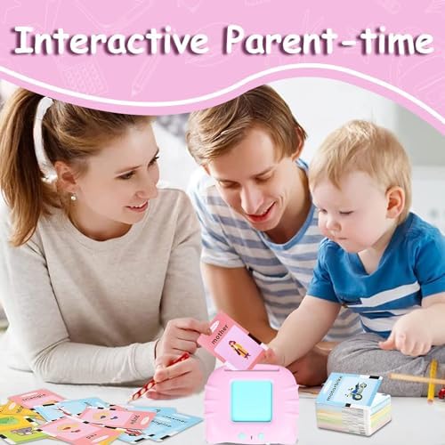 Toddler Talking Flash Cards for 1 2 3 4 5 Year Old Boys and Girls - Language Sensory Learning Device with 224 Sight Words - Montessori,Pocket Speech Therapy,Autism Toys,Christmas Birthday Gift - Pink - Image 2