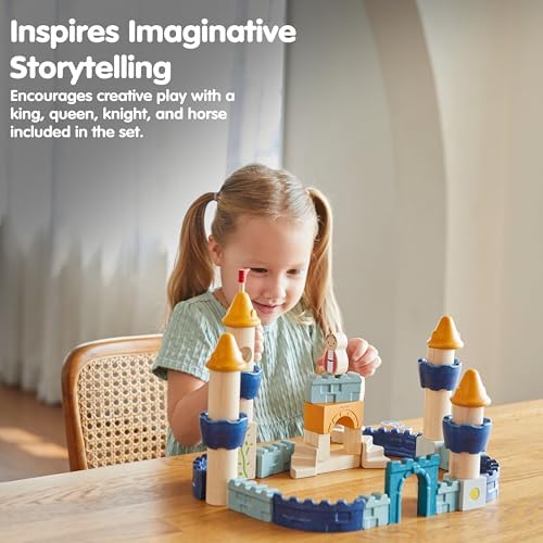 PlanToys® Castle Blocks Wooden Montessori Building & Imaginative Kids Play - Image 5