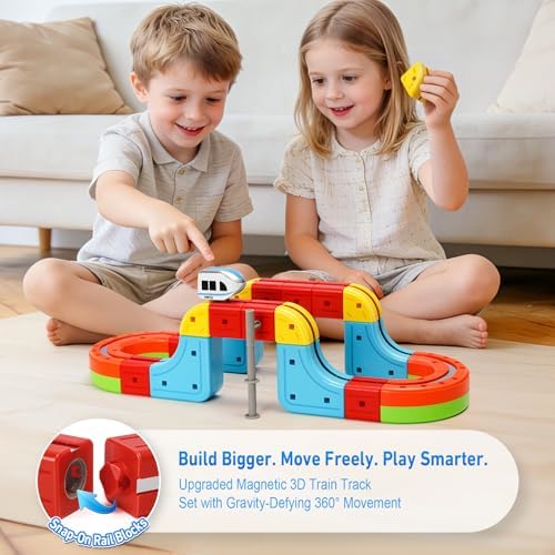 Magnetic Train Set for Kids, 3D Electric Train Set, STEM Educational Building Toy, DIY Learning Track with Vertical Climb & Upside Down Action, Gift for Toddlers Boys Girls Ages 3 4 5 6+ - Image 2