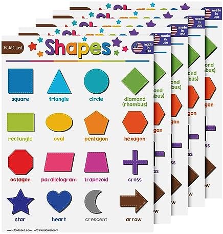 FoldCard Basic Shapes Chart Educational Poster 8.5x11 5pk by FoldCard