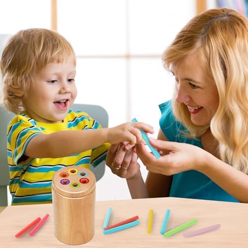 Montessori Toys for 1-3 Year Old, Travel Toys for Toddlers Wooden Color Sorting Stacking Toy for 18+ Month Old Boys Girls Learning Gift for 2-4 Year Old Kids Christmas Birthday Stocking Stuffers - Image 4