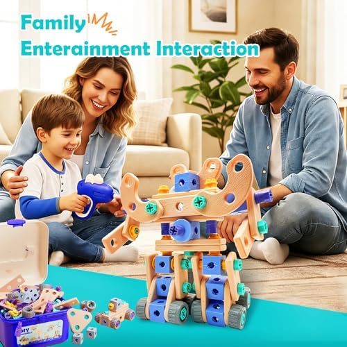 Kids STEM Building Toys For Ages 3-5 4-6 4-8 5-7 6-8 Years Old Boy Birthday Gift,101 Pcs Preschool Educational Construction Toys Tools Set With Drill,Toddler Design Drill Screw Toys (blue165) - Image 2