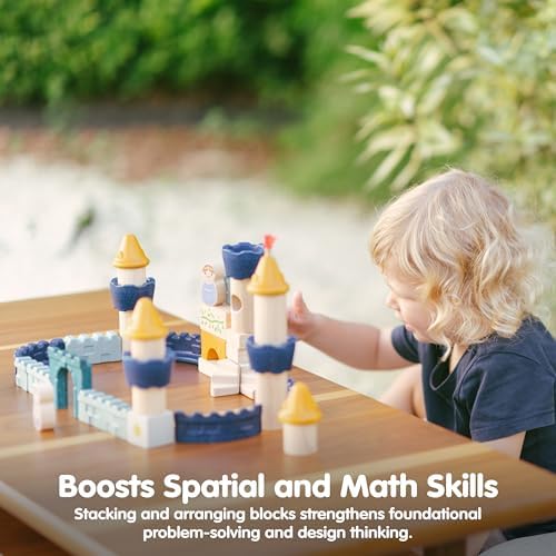 PlanToys® Castle Blocks Wooden Montessori Building & Imaginative Kids Play - Image 6