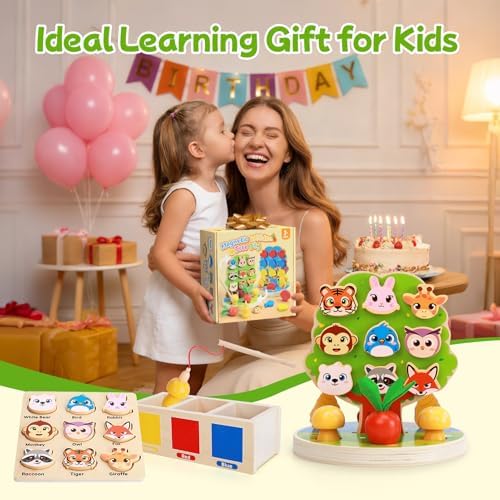 1-6 Year Old Girl Gifts, Wooden Tree Toys Toddler Toys for 2-8 Year Old Boys Preschool Learning Activities Autism Toys Sorting Toy for Toddlers 3-5 Girl Birthday Gift Age 2 3 4 5 - Image 7