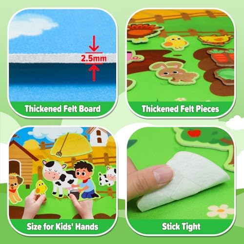 Dr.Rapeti 43x28 inch Felt Story Board Set, 41Pcs Animals Flannel Board - Image 3