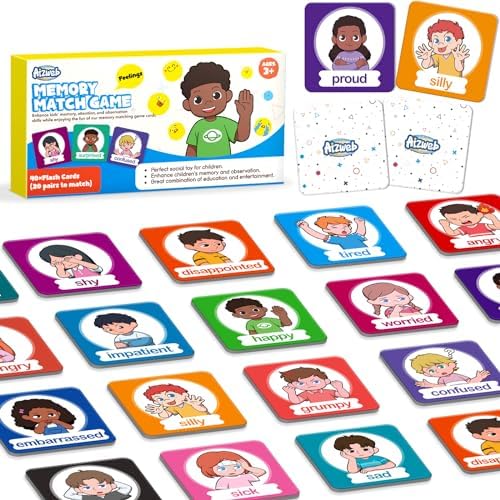 Aizweb Feelings Emotions Match Game,Memory Game,Social Emotional Learning Activities,Toddler Baby Flash Cards,Calm Down Corner Supplies,Educational Toys for Pre K Preschool Kindergarten Autism ADHD by AIZWEB
