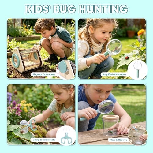 Kids Bug Catcher Kit, 11-Piece Outdoor Explorer Set with Bug Vacuum, Wooden Insect House, Butterfly Net, Ages 4-8 - Image 6