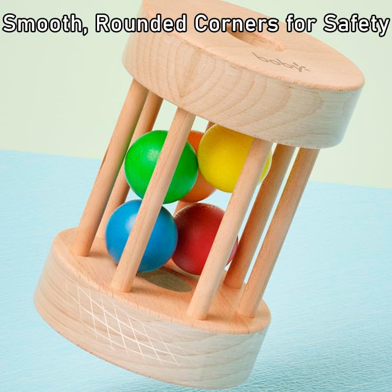 Dailyfunn Montessori Toys Wooden Infant Baby Rolling Rattle Toy for Babies 6-12-18-24 Months Newborn Shower Birthday Gift - Image 6