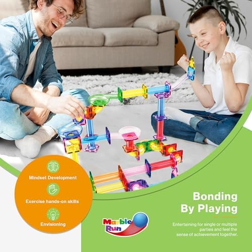 PicassoTiles 120 PCS Magnetic Tile Marble Run STEM Construction Set Ages 3+ - Image 4