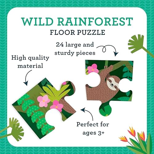 Petit Collage Floor Puzzle, Wild Rainforest, 24-Pieces – Large Puzzle for Kids, Completed Rainforest Puzzle Measures 18” x 24” – Makes a Great Gift Idea for Ages 3+ - Image 5