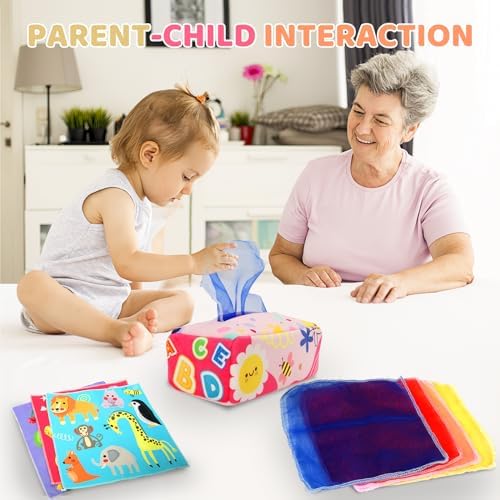 Baby Tissue Box - Montessori Toys for 6-12 Months, 1 Year Old - Soft Stuffed High Contrast Crinkle Infant Sensory Toy, Boys&Girls Toddler Early Learning Baby Gifts - Image 3