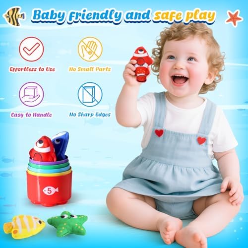 LovesTown Cloth Fishing Game with 5 Fish & Stacking Cups, Rod, Storage Bag - Image 4