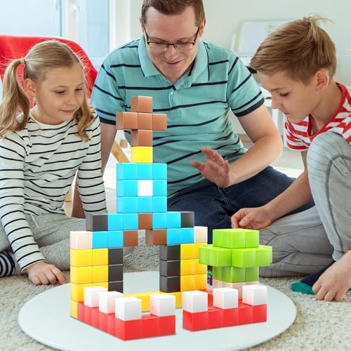 PicassoTiles 108 Piece Magnetic Cubes, 1 Inch STEM Building Set for Kids 3+ - Image 2