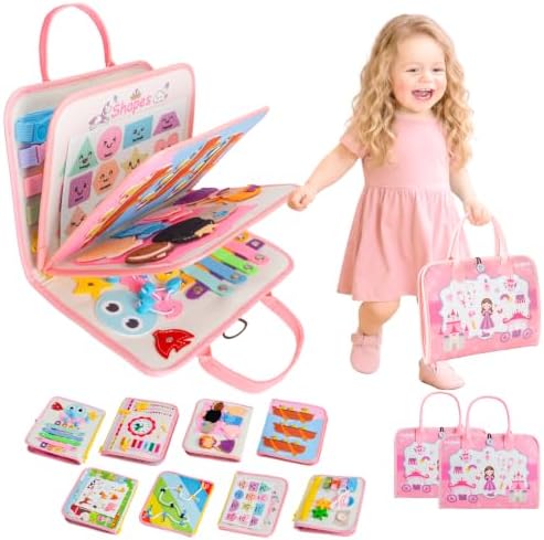 Montessori Busy Board & Busy Book with 20+ Learning Activities, Sensory Activity Toy for Fine Motor Skills, Educational Learning Toy for Airplane & Car Travel, Birthday Gift for Toddler Girls by Unknown