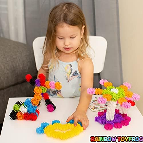 RAINBOW TOYFROG Interlocking Gears Toys for Kids - 100 Piece Kit with Tote - Colorful Manipulatives for Preschool Sensory Bin Or Occupational Therapy Tools - STEM Building Toys for Girls & Boys - Image 3