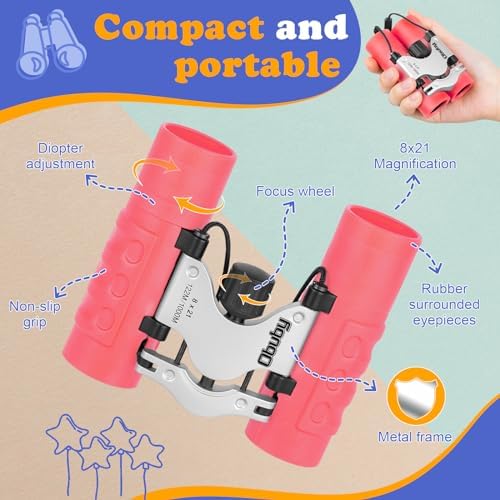 Real Binoculars for Kids Gifts for 3-12 Years Boys Girls 8x21 High-Resolution Optics Compact Toy Binocular for Bird Watching,Travel, Camping - Image 5