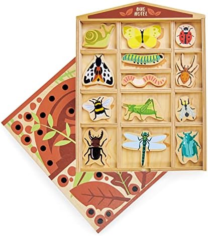 Tender Leaf Toys - The Bug Hotel - 13 Wood Garden Bugs with Shelving Unit and Front Panel - Made for Little Hands - Open-Ended Nature Play - Science Learning Toy for Boys and Girls - Age 3+ by TenderLeaf
