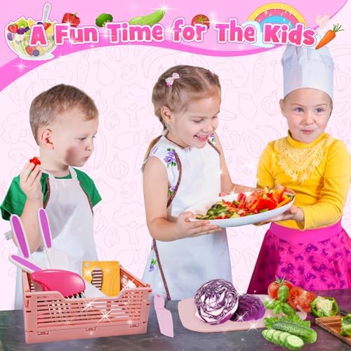 Kids Kitchen Knife Set for Real Cooking & Basket,Montessori Toys for 4 5 6 7 8 9 10 Year Old Girls Birthday Gifts, Knife Set, Kitchen Tools - Image 5