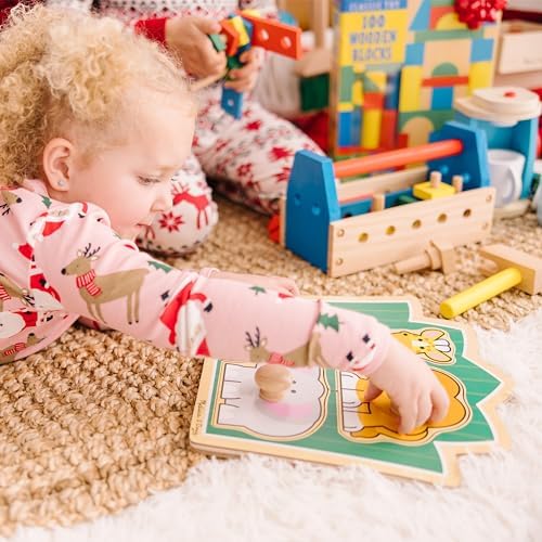 Melissa & Doug Jungle Friends Safari Animals Jumbo Knob Puzzle, Wooden Peg Puzzle for Toddlers, Educational Toy for Shape Recognition and Fine Motor Skills, Ages 1+ - Image 5