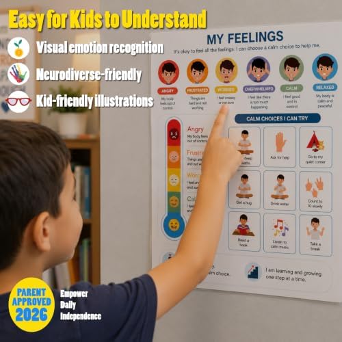 Feelings Chart for Kids – Step-by-Step Laminated Visual Chart for Emotional Regulation, Social Emotional Learning (SEL), Autism, ADHD, Home & Classroom, 9 x 12 Inch - Image 4