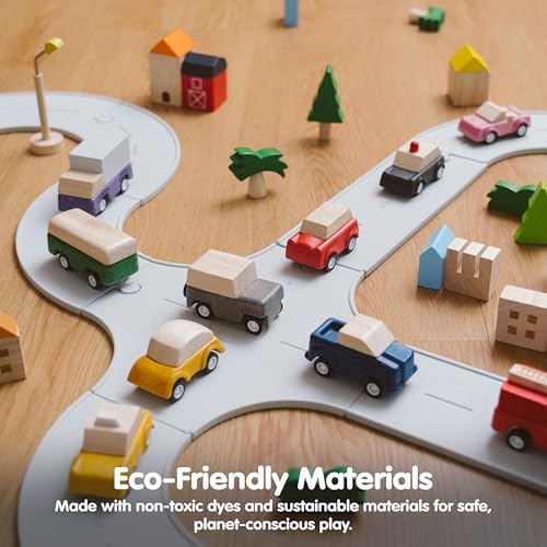 PlanToys® Vehicle Set Wooden Montessori Kids Indoor Outdoor Play Toy Fun - Image 7