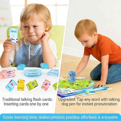 (Phonic-Poster) Satxtrem Interactive Talking Dog Pen with Posters | Upgraded Talking Flash Cards - Phonics Learn to Read Toys for 3-6 Year Olds - Preschool Educational Aids for Boys & Girls - Image 2