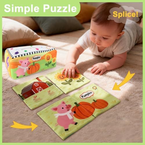 KUANGO Baby Tissue Box Toys 6 to 12 Months, Soft Crinkle Stuffed Montessori Toys for 6 7 8 9 10 Month Old Infant Sensory Newborn Toys Baby Boys Girls Gifts - Image 4