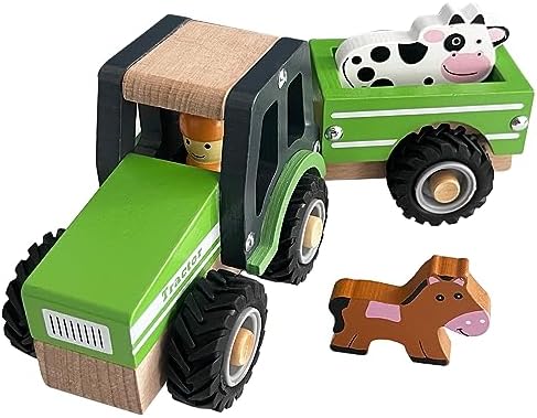 Wooden Tractor Toys for Toddlers 1-3,Baby Vehicle Hand Push Car by WoodenEdu