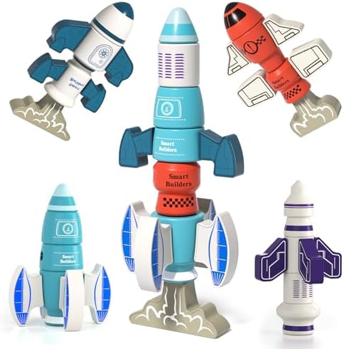 DIY Magnetic Robot Building Toy for Kids 3-5, 33 PCS STEM Stacking Playset with Storage Box, Rocket Robot Creative Kit, Kid Magnet Toys Gift for Years Old Boys & Girls (Christmas Birthday) by WelcometoBLmukceKidsToys