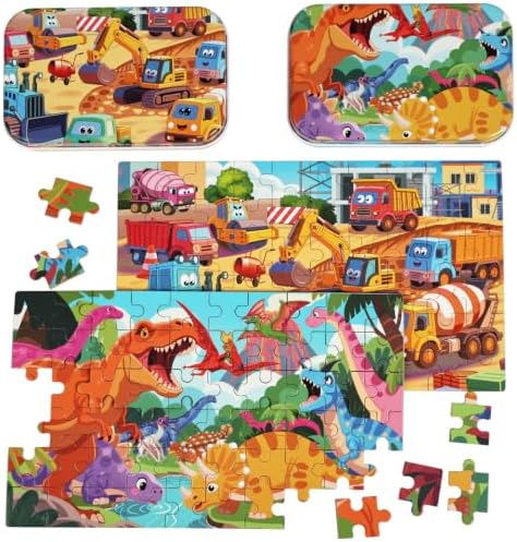 Puzzles for Kids Ages 4-8, 60 Pieces Puzzles for Kids Ages 3-5 in a Metal Box Girls and Boys Learning Educational Jigsaw Puzzle Toys Gifts by Unknown