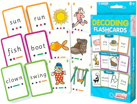 Junior Learning Decoding Flashcards - 162 Phonics Cards for Kids Ages 5+ by JuniorLearning
