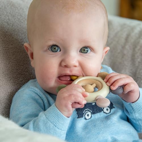 tickit Silisoft Rattle Teether | Sensory Baby Teether with Textured, Food-Grade Silicone and Natural Beechwood | Removable Wooden Rattle for Teething Relief and Development - Image 4