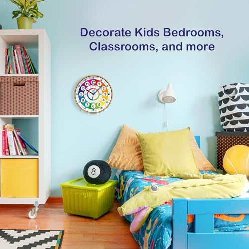 da Vinci's Room 12 Inch Silent Analog Telling Time Teaching Clock for Kids - Image 5