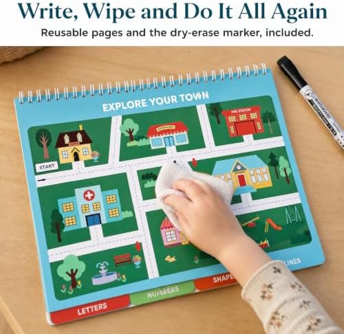Fun Preschool Workbooks for Kids Age 3-5 - Reusable Dry Erase Tracing Books - Image 6