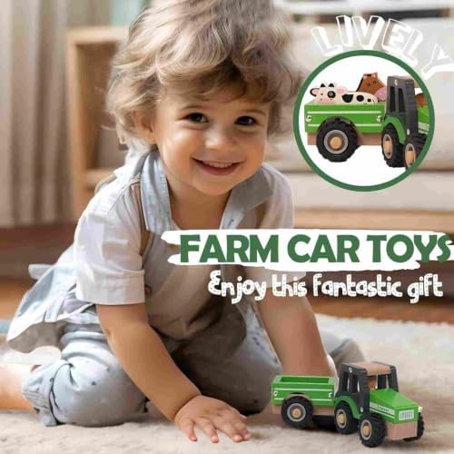 Wooden Tractor Toys for Toddlers 1-3,Baby Vehicle Hand Push Car - Image 6