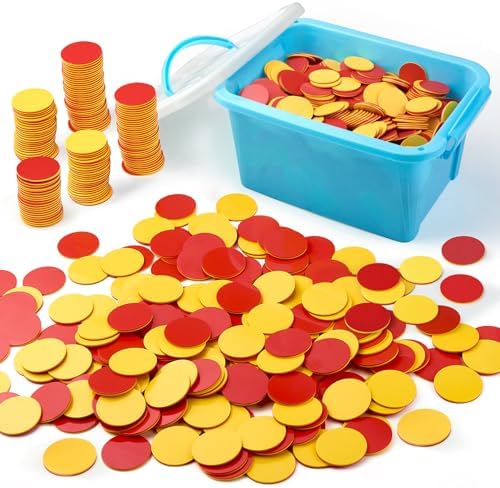 TOMMYHOME Plastic Two-Color Counter,Red/Yellow Two Side 1000 PCS,Counting Manipulatvies, Math Counters for Kids, Counting Chips by TOMMYHOME