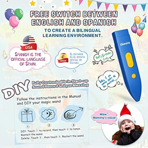 Qiaojoy Bilingual Interactive World Map for Kids Learning and Educational Toys, Talking Electronic Kids World Map i-Poster Geography Games Ages 3 to 12 Years Old, Custom Talking Birthday Gifts Card - Image 5