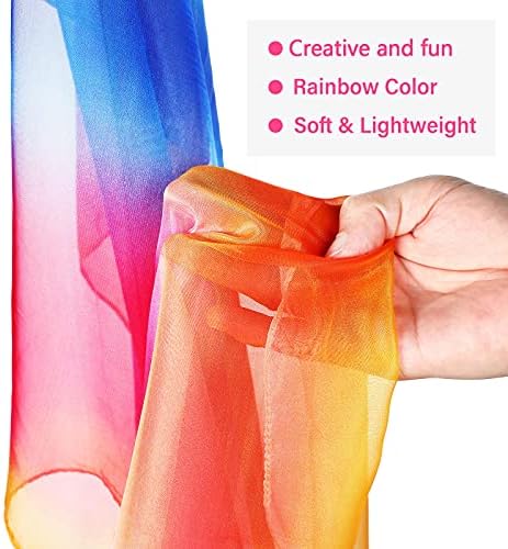 Geyoga 3 Pcs Square Play Scarf 27 Inch Rainbow Sweet Silks Dance Juggling Scarf for Kids Pretend Creative Play, Dress up and Childhood Fun - Image 3