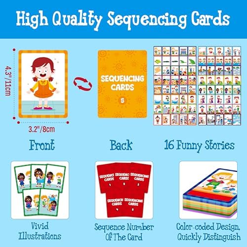 5-Scene Sequencing Cards, 80 Sequence Card Game for Preschool, Kids Learning Order and Logic, Speech Therapy Materials for Autism, Early Learning Activity-Storytelling, Social Skills,Sentence Building - Image 3