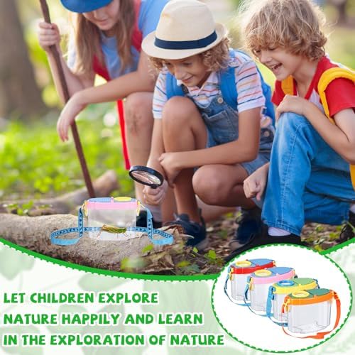 Halloscume 12 Pcs Bug Catcher for Kids Collector Toy Bug Habitat with Magnified Viewer, Insect Habitat, Outdoor Toys, Insect Box Magnifying Tools & Carry Strap - Educational Outdoor Adventure Gift - Image 5