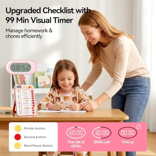 2-in-1 Chore Chart with Visual Timer for Kids 21PCS Magnetic Planning Board - Image 2