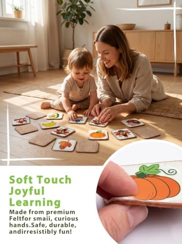 Felt Matching Game for Toddlers, Autumn Harvest Montessori ToysTravel Toys or 1-3 Memory Flash Cards for 2 3 Year Old, Soft Safe Preschool Educational Gifts for Boys Girls - Image 4