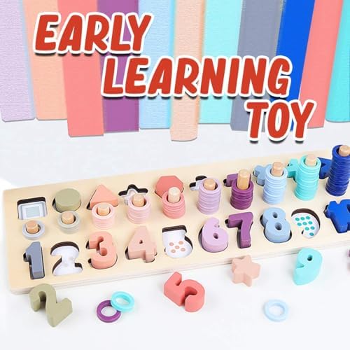 Educational Montessori Toys Wooden Puzzles Blocks Number Stacking - Image 3