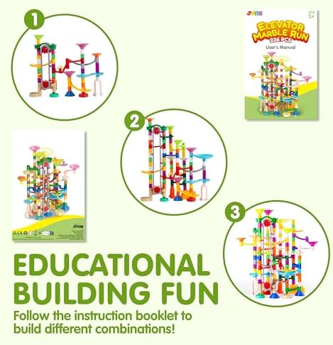 JOYIN 236Pcs Glowing Marble Run with Motorized Elevator- Construction Building Blocks Toys with 30 Glow in The Dark Plastic Marbles, STEM Toy for Boys and Girls, Birthday Gift, Easter Basket Stuffers - Image 5