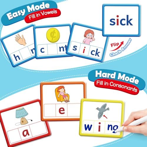 Torlam CVCC & CCVC Word Games, Sight Words Flash Cards Spelling Reading Learning Phonics Games for Kids, Speech Therapy Toy, Kindergarten Classroom Must Have Learning Activities Homeschool Supplies - Image 2