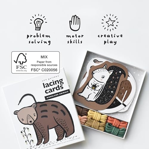 Wee Gallery Woodland Lacing Cards, Sewing Cards for Kids Ages 3-5 - Image 3