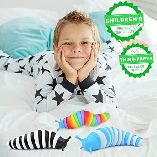 Cevioce Fidget Slug Toy,3Pcs Sensory Slug Fidget Toy for Kids & Adults, Cute 3D Articulated Stim Toy - Easter Gifts for Kids Boys Girls ADHD Autism Easter Basket Stuffers for Kids Toddlers - Image 2