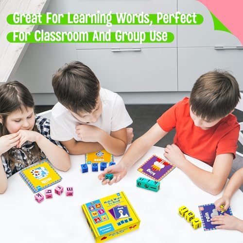Word Spelling Game, 80 First Words with Wooden Alphabet Puzzle Blocks CVC Words Sight Words Learning Letter Matching Game Montessori Early Educational Toys for Preschool Kindergarten - Image 3