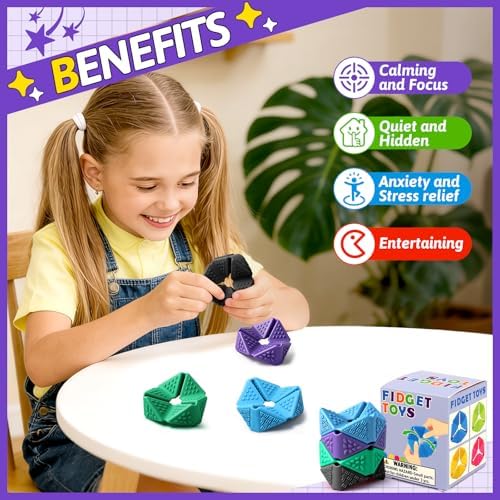 4PCS Sensory Flip Cube Fidget Toys, Quiet Fidget Toy for Kids & Adults - Image 2