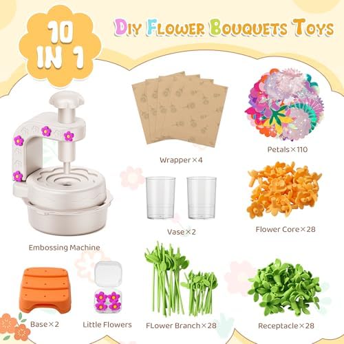 Fabric Flower Bouquets Toys,DIY Craft Kits for Kids,Arts and Crafts Toy for 3+ Year Old Girls,Flowers Market Toy,Build Your Flower Bouquet,Educational Preschool Learning Toys for Birthday,Christmas - Image 2